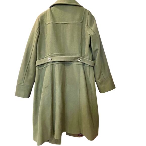 Mossimo Olive Wool Blend Belted Coat w/ Satin Lining – Size L - Picture 2 of 6